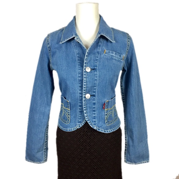 Levi’s Strauss Denim Blue Jean Blazer / Jacket - Picture 2 of 8